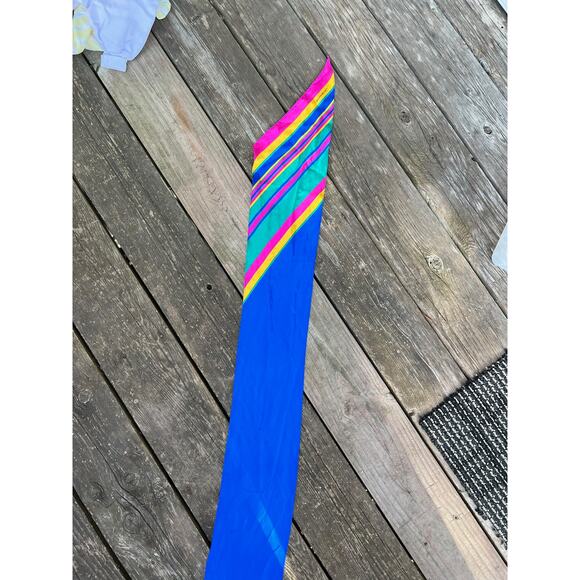 Liz Claiborne scarf oblong blue pink yellow - Picture 13 of 15